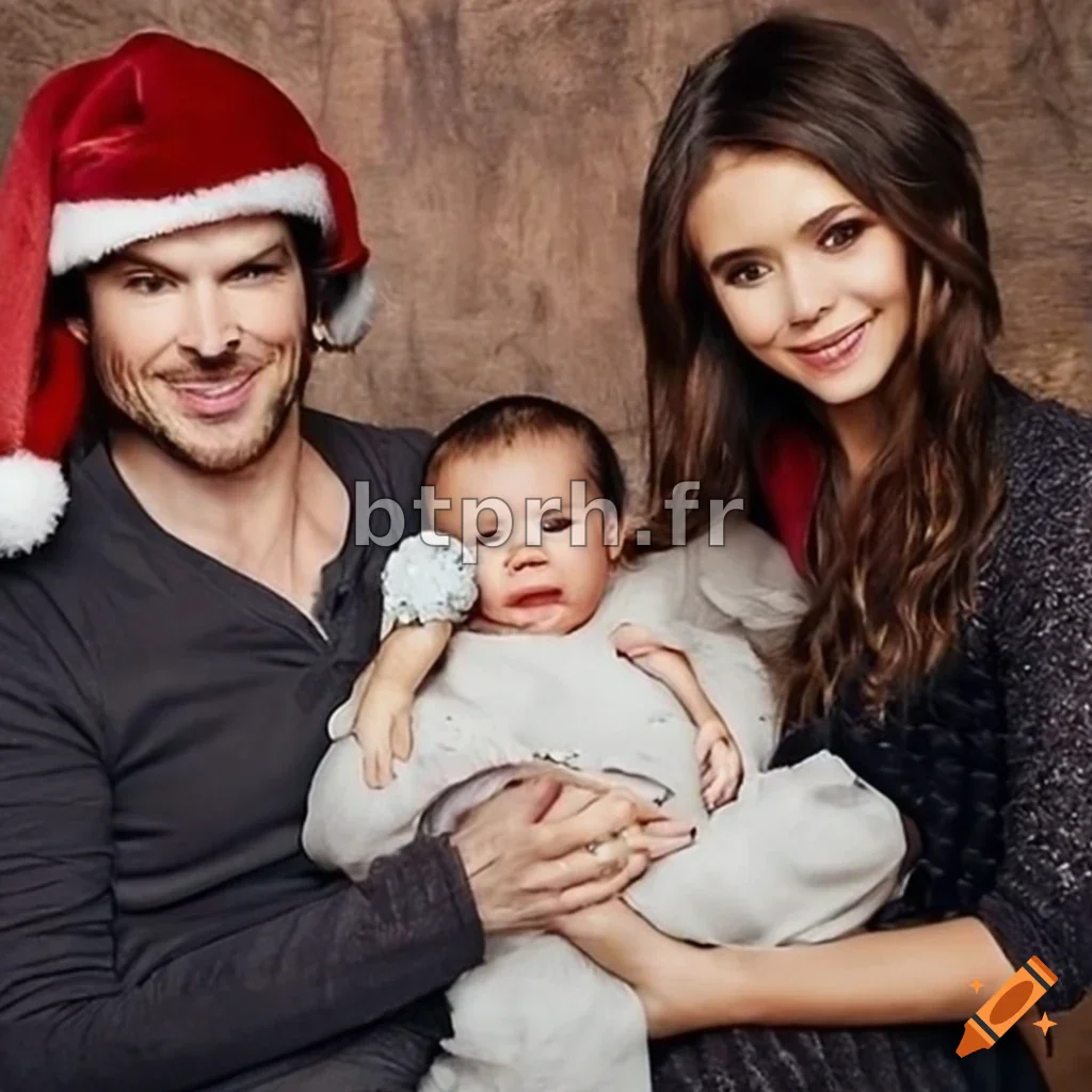 Adorable christmas picture of nina dobrev, ian somerhalder, and their ...
