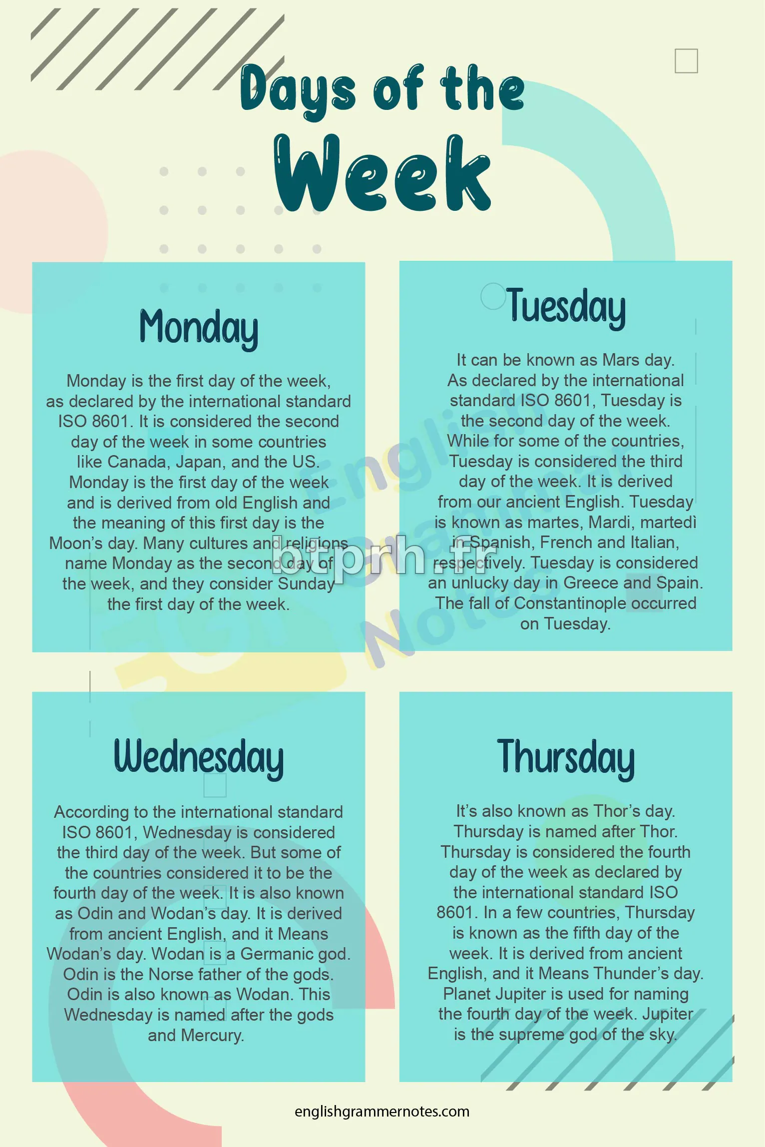 Days of the Week | Seven Days in a Week, Names of Days in a Week ...
